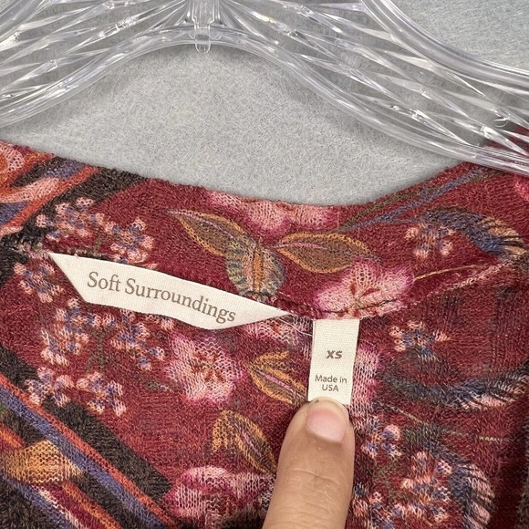 Soft Surroundings Tunic Top Sz XS Alisanna Multicolor Floral Long Sleeve - Picture 5 of 11